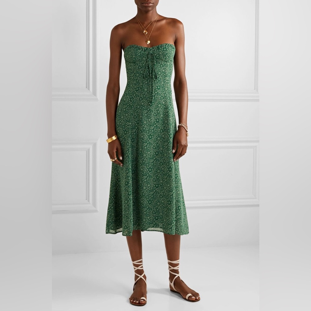 Reformation Harley Floral-Print Crepe Halterneck Midi Dress - Size 0
